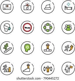 line vector icon set - credit card vector, terrorism, treadmill, hospital bed, medical mask, no cart horse road sign, friends, group, career, brain work, winner, success, team leader, win