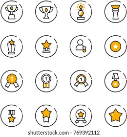 line vector icon set - cup vector, gold, award, winner, star medal