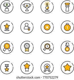 line vector icon set - cup vector, gold, award, winner, star medal