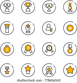 line vector icon set - cup vector, win, gold, award, winner, star medal