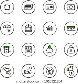 line vector icon set - currency vector, credit card, exchange, insurance, bank, cash, atm, money chest, piggy, bag, investment, pay, back, rich