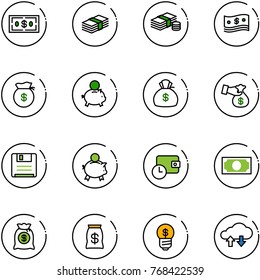 line vector icon set - dollar vector, cash, money bag, piggy bank, encashment, save, wallet time, business idea, cloud exchange data