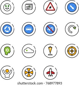 line vector icon set - dollar smile vector, statistics report, abrupt turn right road sign, detour, circle, bus, end minimal speed limit, redo, brain work, cloud, pennant, target, success, parasol