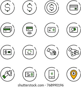 line vector icon set - dollar sign vector, coin, credit card, tap pay, exchange, cash, check, mobile payment, atm map pin