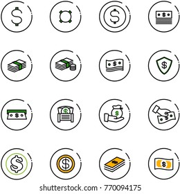line vector icon set - dollar vector, currency, coin, cash, safe, money chest, investment, pay