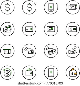 line vector icon set - dollar sign vector, mobile payment, credit card, tap pay, receipt, cash, money back, wallet, finance management