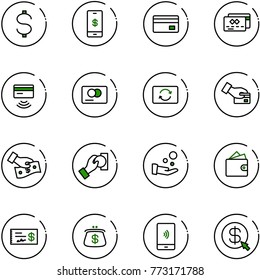 line vector icon set - dollar vector, mobile payment, credit card, tap pay, exchange, cash, wallet, check, purse, money click