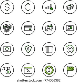line vector icon set - dollar vector, cent, coin, big cash, credit card, exchange, safe, atm, money back, encashment, cursor browser, ipo