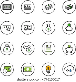 line vector icon set - dollar vector, cash, money bag, piggy bank, encashment, save, wallet time, business idea, cloud exchange data