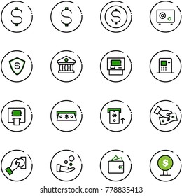line vector icon set - dollar sign vector, coin, safe, bank, atm, cash, pay, wallet, money tree