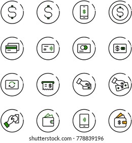line vector icon set - dollar sign vector, mobile payment, coin, credit card, tap pay, exchange, receipt, cash, wallet, finance management