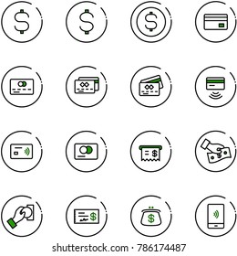 line vector icon set - dollar sign vector, coin, credit card, tap pay, receipt, cash, check, purse, mobile payment