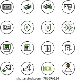line vector icon set - dollar vector, cash, safe, sun, atm, pay, money