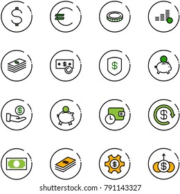 line vector icon set - dollar vector, euro, coin, cash, safe, piggy bank, investment, wallet time, reload, money, managemet, growth