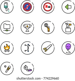 line vector icon set - drop counter vector, no parkin odd, truck overtake road sign, left arrow, network folder, gold cup, world, win, fire, bezier, saw, balloon smile, baseball bat