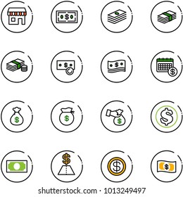 line vector icon set - duty free vector, dollar, cash, calendar, money bag, encashment