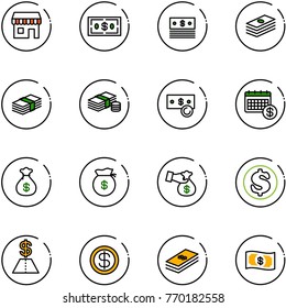 line vector icon set - duty free vector, dollar, cash, calendar, money bag, encashment