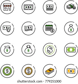 line vector icon set - duty free vector, dollar, cash, calendar, money bag