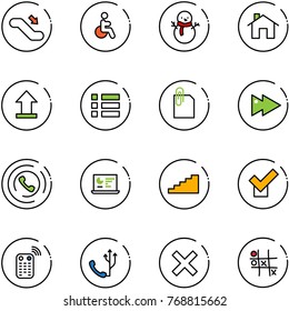 line vector icon set - escalator down vector, disabled, snowman, home, uplooad, menu, attachment, fast forward, phone horn, statistics monitor, stairs, check, remote control, delete, Tic tac toe