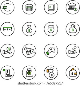 line vector icon set - euro vector, coin, safe, account, cash, money bag, investment, pay, history, rich, finance management