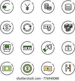 line vector icon set - euro vector, yen, coin, dollar exchange, cash, big, atm, pay, purse, money, agreement