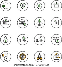 line vector icon set - euro vector, safe, bank, account, statement, money bag, investment, cash pay, encashment, rich, dollar, building, finance management