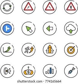 line vector icon set - exchange vector, turn right road sign, left, intersection, only forward, cursor, arrow, upload cloud, growth, career, arrows up, target, solution, dollar, chart, dart