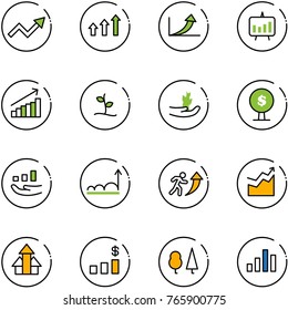 line vector icon set - growth arrow vector, arrows up, presentation chart, sproute, hand, money tree, career, dollar, forest