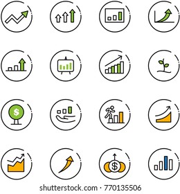line vector icon set - growth arrow vector, arrows up, statistics, presentation chart, sproute, money tree, career, rise, dollar