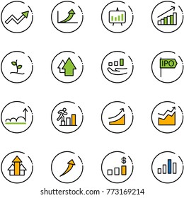line vector icon set - growth arrow vector, presentation chart, sproute, up, ipo, career, rise, arrows, dollar