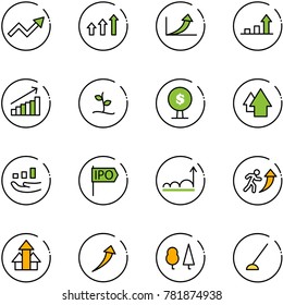 line vector icon set - growth arrow vector, arrows up, sproute, money tree, ipo, career, forest, hoe