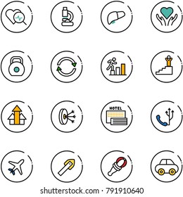 line vector icon set - heart diagnosis vector, lab, liver, care, weight, exchange, career, success, arrows up, solution, sea hotel, phone, plane, tile drill, beanbag, car