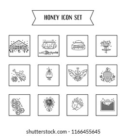 Line vector icon set. Honey theme. Unique collection of high quality images