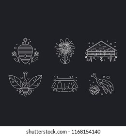 Line vector icon set. Honey theme. Unique collection of high quality images  