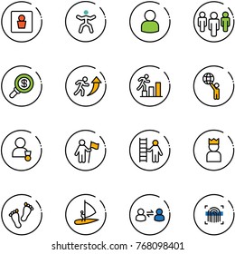 line vector icon set - male wc vector, gymnastics, user, group, search money, career, world, winner, win, opportunity, king, feet, windsurfing, information exchange, fingerprint scanner