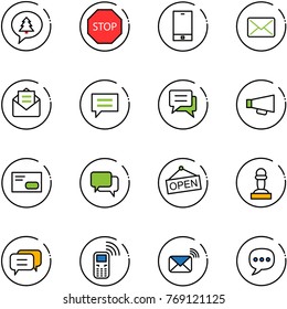 line vector icon set - merry christmas message vector, stop road sign, phone, mail, opened, chat, loudspeaker, envelope, dialog, open, pawn, mobile, wireless