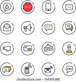 line vector icon set - merry christmas message vector, stop road sign, phone, mail, opened, loudspeaker, chat, envelope, open, pawn, dialog, mobile, wireless