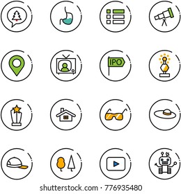 line vector icon set - merry christmas message vector, stomach, menu, telescope, map pin, tv news, ipo, award, home, sunglasses, woman hat, cap, forest, playback, robot