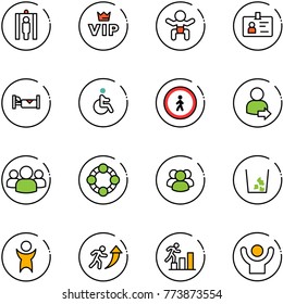 line vector icon set - metal detector gate vector, vip, baby, identity, hotel, disabled, no pedestrian road sign, user login, group, friends, garbage, success, career