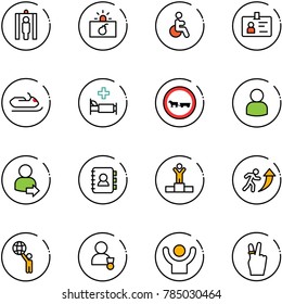 line vector icon set - metal detector gate vector, terrorism, disabled, identity, snowmobile, hospital bed, no cart horse road sign, user, login, contact book, winner, career, world, success