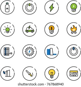 line vector icon set - milk vector, standby, lightning, idea, bulb, electric car, business, fire, sun panel, power, water plant, button, oil derrick, soldering iron, generator