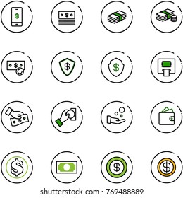 line vector icon set - mobile payment vector, dollar, cash, safe, atm, pay, wallet, money