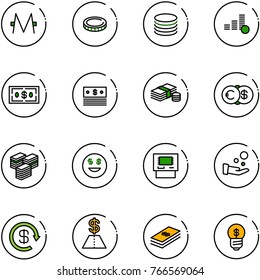 line vector icon set - monero vector, coin, dollar, cash, euro, big, smile, atm, pay, reload, business idea