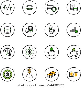 line vector icon set - monero vector, coin, dollar sun, piggy bank, money