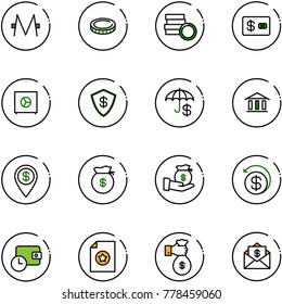 line vector icon set - monero vector, coin, credit card, safe, insurance, bank, dollar pin, money bag, investment, back, wallet time, certificate, rich, mail