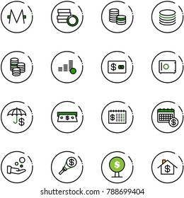 line vector icon set - monero vector, coin, credit card, safe, insurance, cash, finance calendar, pay, money torch, tree, home dollar