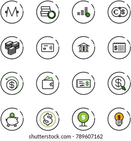 line vector icon set - monero vector, coin, euro dollar, big cash, tap pay, bank, finance calendar, money back, wallet, check, click, piggy, tree, business idea