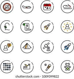 line vector icon set - no computer sign vector, small plane, christmas calendar, snowmobile, pound, account history, rocket, star man, money dialog, tent, satellite, circuit, stapler, baseball bat