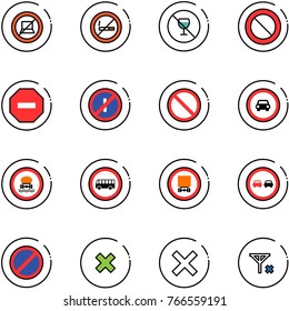 line vector icon set - no computer sign vector, smoking, alcohol, prohibition road, way, parkin odd, car, dangerous cargo, bus, overtake, parking, delete cross, signal