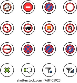 line vector icon set - no computer sign vector, way road, parkin odd, prohibition, left turn, truck, dangerous cargo, back, overtake, stop, parking, even, delete cross, dislike, signal, fine